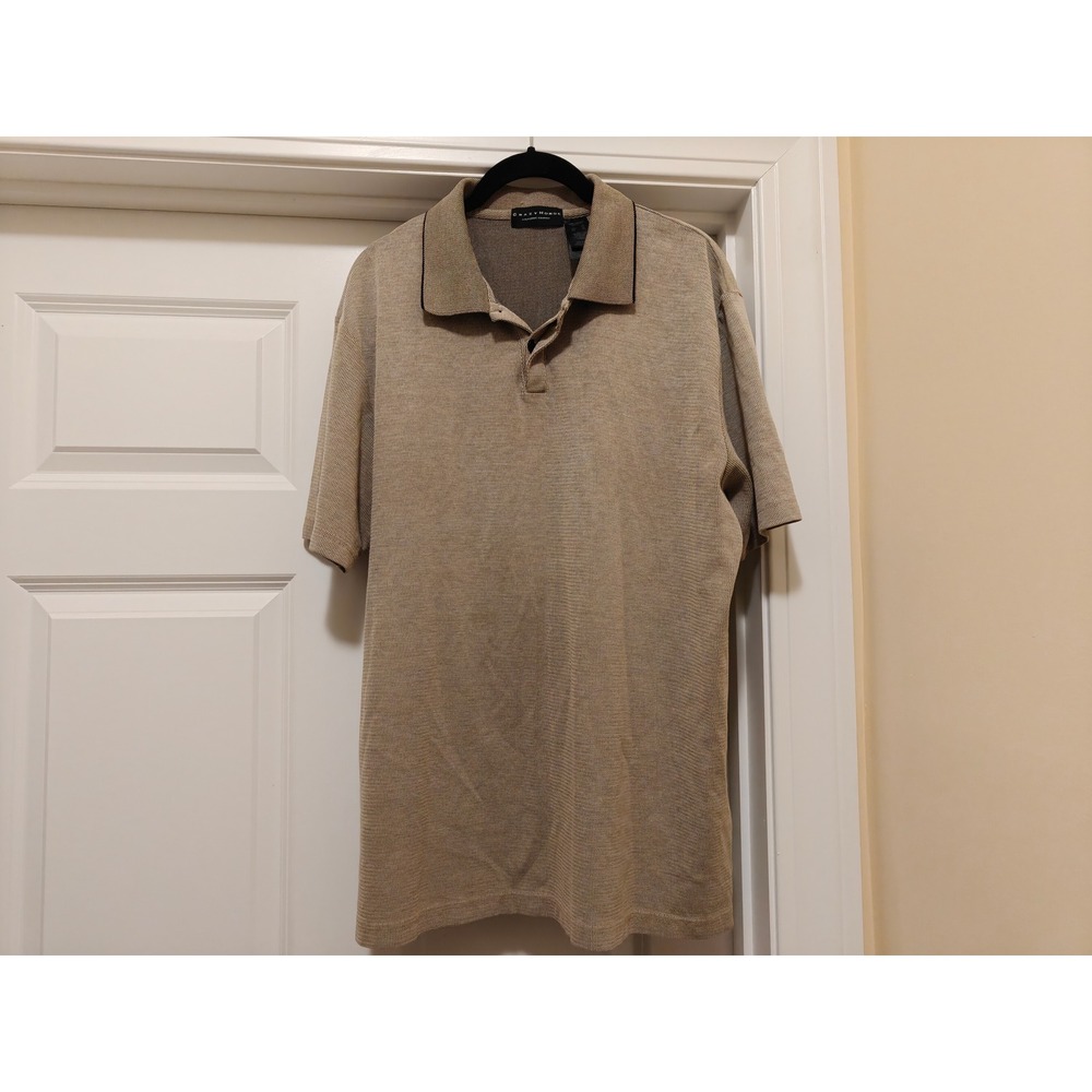 Crazy Horse Mens XL Tan Pima Cotton Blend Short Sleeve Textured Polo Shirt